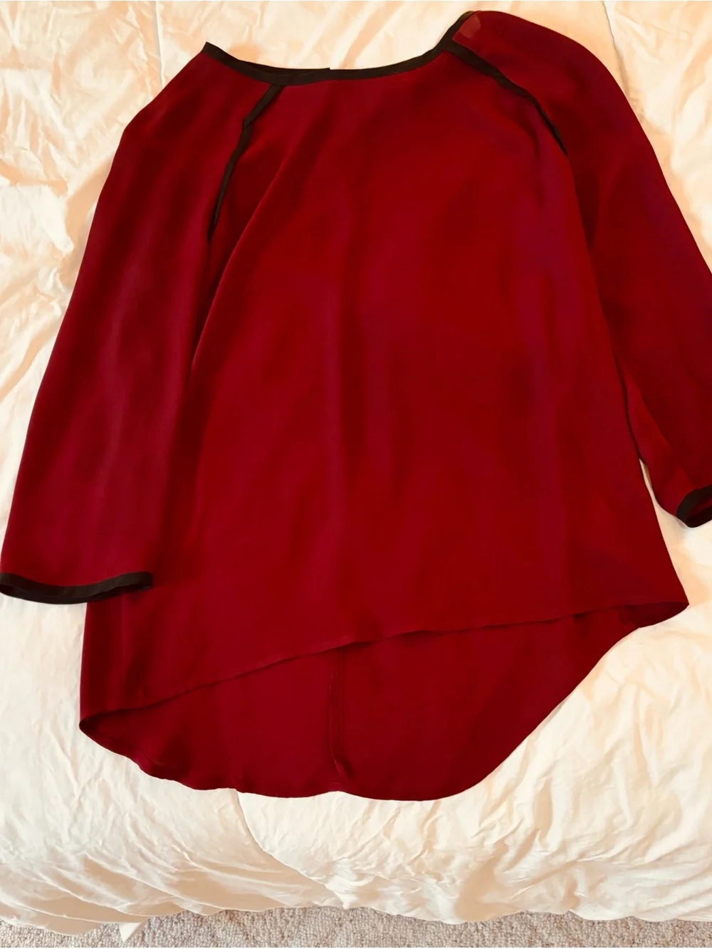 Mossimo Burgundy High-Low Blouse with Black Trim - Picture 11 of 11